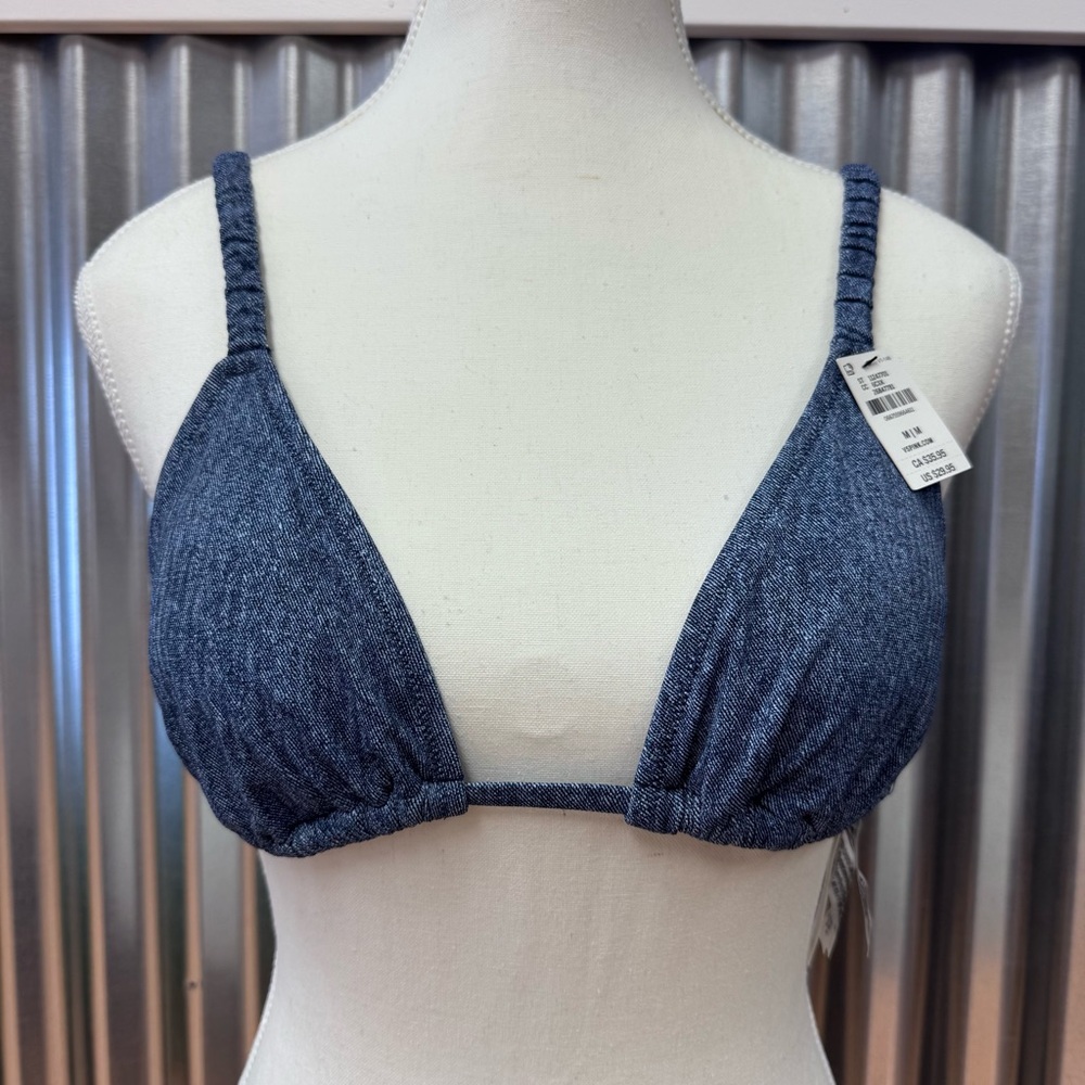 PINK Victoria’s Secret Denim Blue Triangle Swim Top
